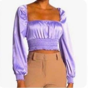 AFRM Lavender Satin Crop Top